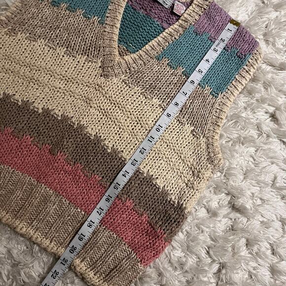 Vtg JbJ Sportswear Multicolor Stripe Pullover Sweater Vest Size L - Picture 6 of 7